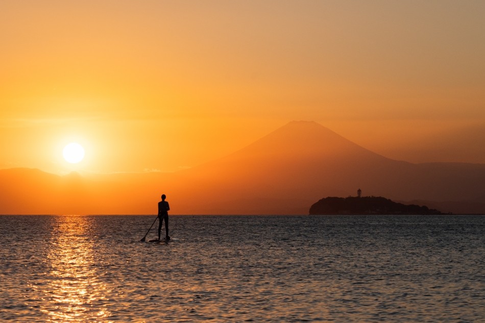 神奈川縣 逗子海岸 富士山