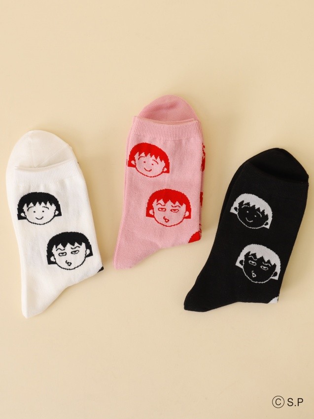 Chibi Maruko-chan Socks Face Pattern 3 Colors