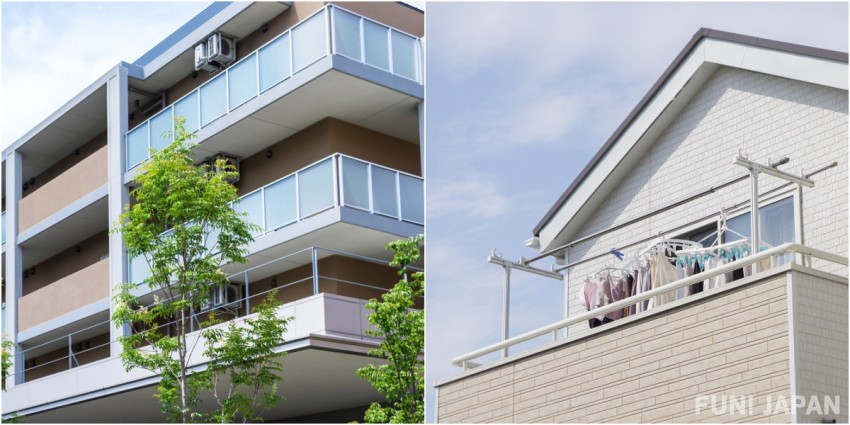 Japanese house Left: Veranda, Right: Balcony