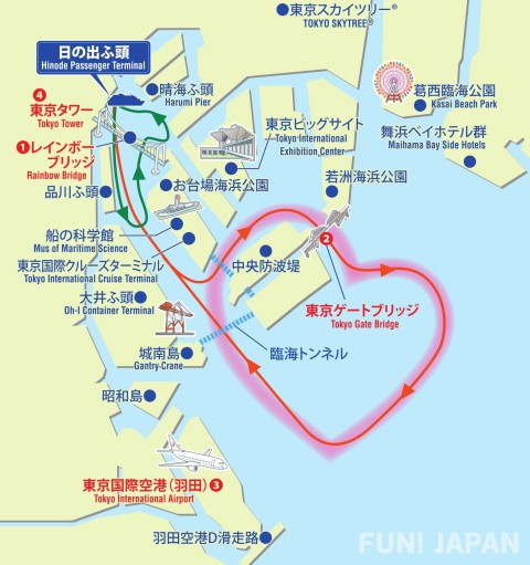 Peta rute cruise Teluk Tokyo Symphony