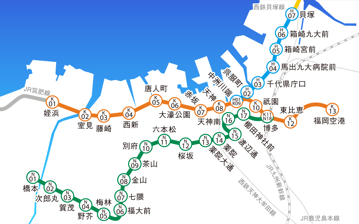 福岡市地下鐵 路線圖