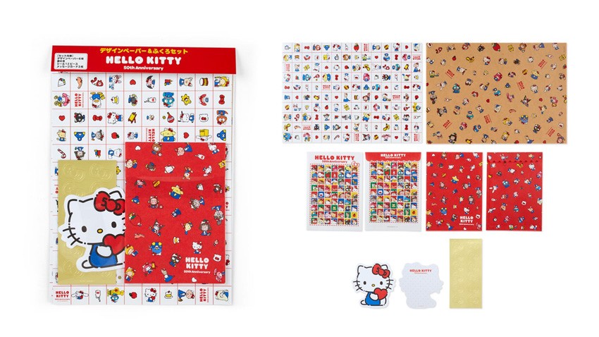 多用途設計紙&袋子組 Hello Kitty 50週年