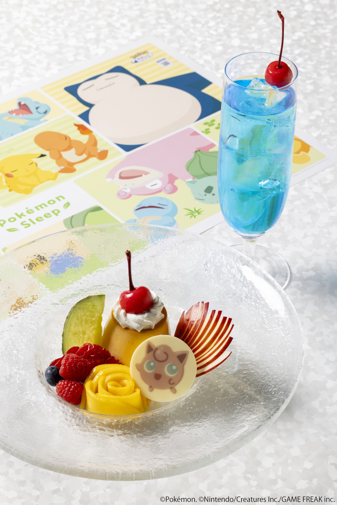 Jigglypuff's Pudding à la Mode with Seaonal Fruits